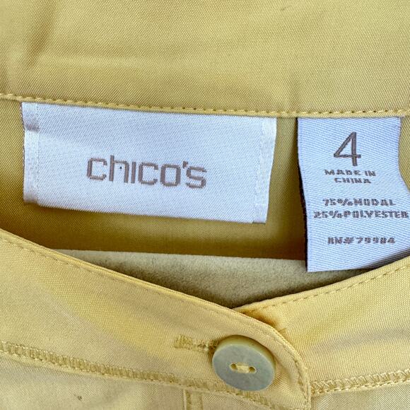 Chico's Womens Button Front Top Shirt Size XXL Flowy Lightweight Yellow - Picture 2 of 6
